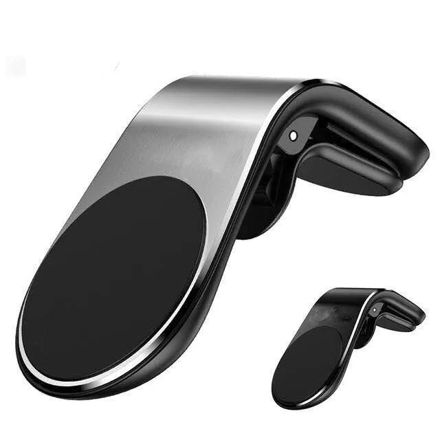 Black, gold, and silver car mounting bracket for dashboard or windscreen, shown with adhesive sticker and rotating variants.