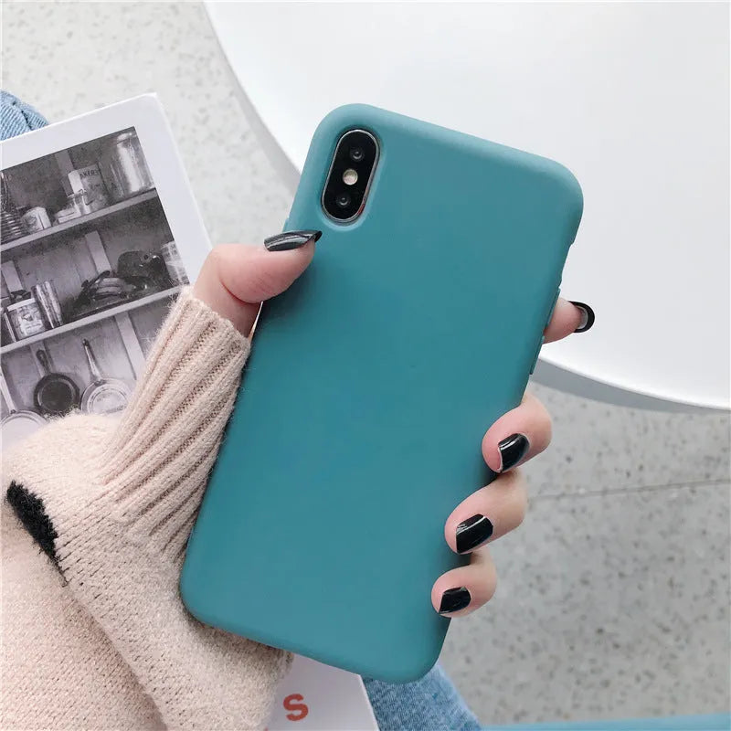 Silicone phone case for iPhone XR and XS Max in a selection of eight colours on a white background