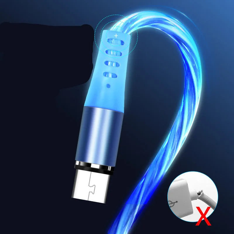 Colourful magnetic streamer data cable, 1m, 5V/2A, PVC, with Micro, Apple, or Type-C interface.