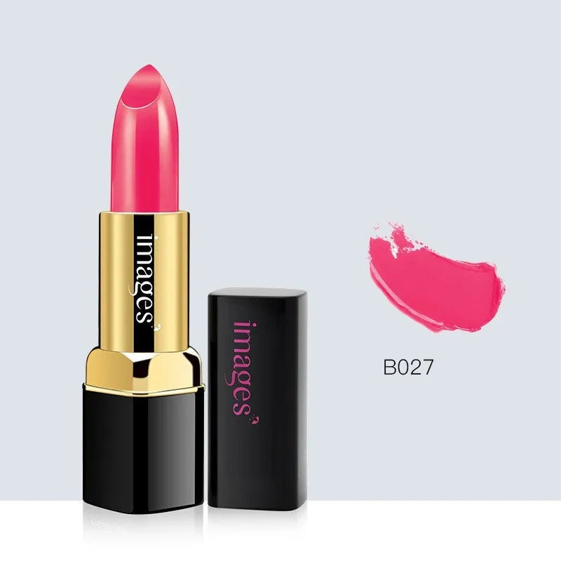 A tube of natural lipstick lip gloss in a choice of ten colours, showing a net weight of 3.8g.