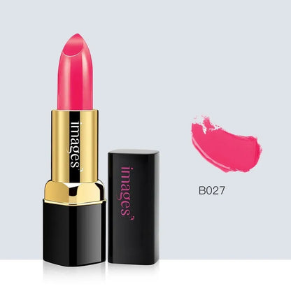 A tube of natural lipstick lip gloss in a choice of ten colours, showing a net weight of 3.8g.