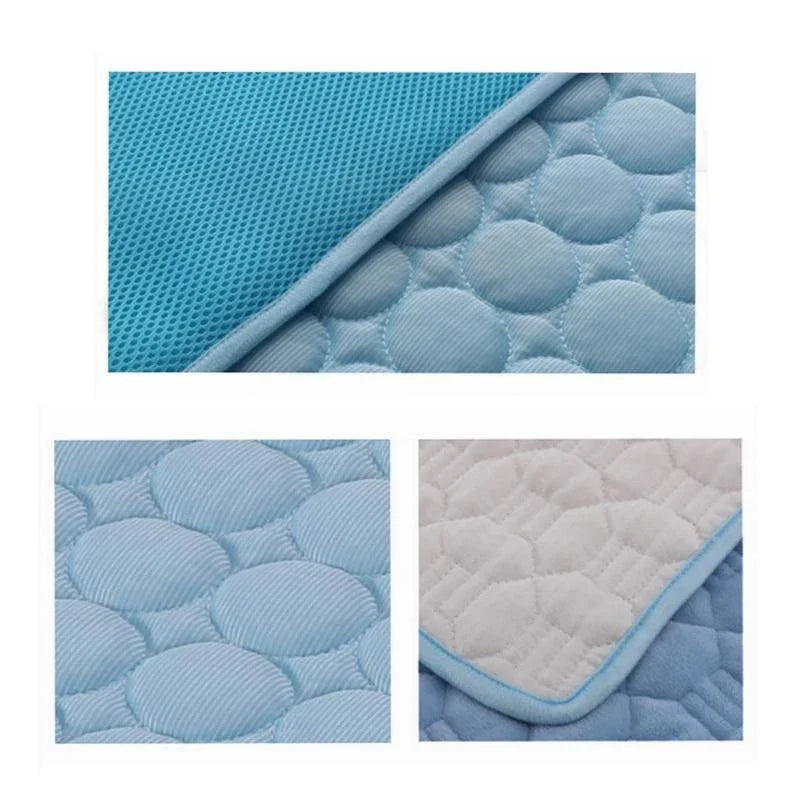 Premium cooling pet pad made with heat-resistant fibers for instant relief from summer heat for dogs and cats