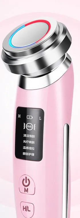 Pink facial cleansing and rejuvenation instrument with USB charging port