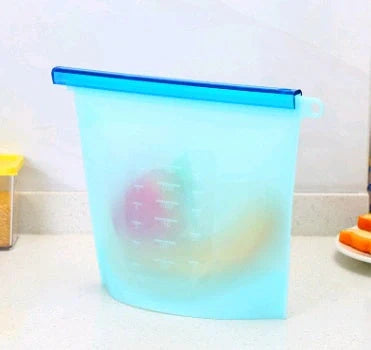 Premium silicone vacuum sealed food storage bags in various colours and sizes