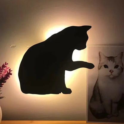 A stylish cat-themed LED lamp that automatically lights up when it detects sound, creating a cozy, ambient glow in a room.