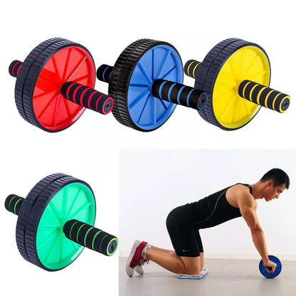 Double Wheel Abdominal Wheel in red, blue, green, and yellow for core exercises