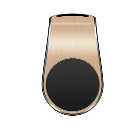 Black, gold, and silver car mounting bracket for dashboard or windscreen, shown with adhesive sticker and rotating variants.