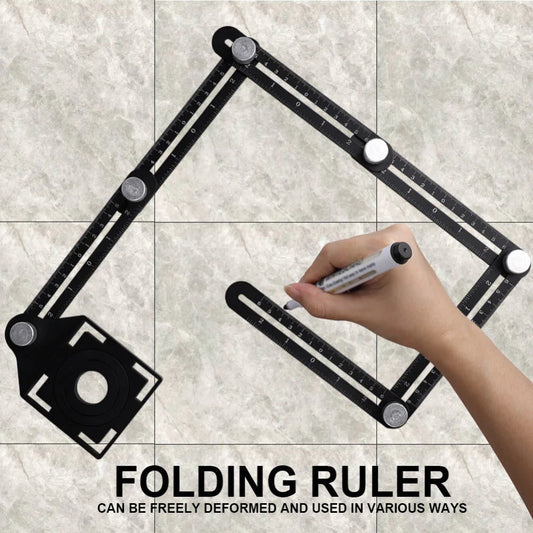Aluminium alloy six-fold multi-angle measuring ruler for precise tile and flooring layouts