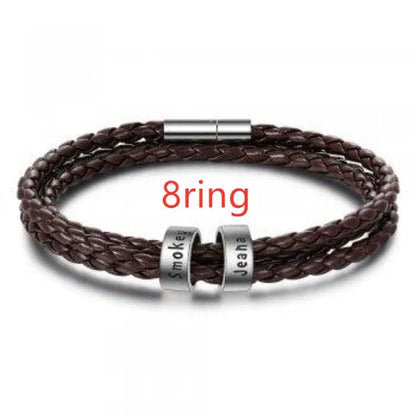 A personalized leather bracelet with engraved beads, a thoughtful gift for men