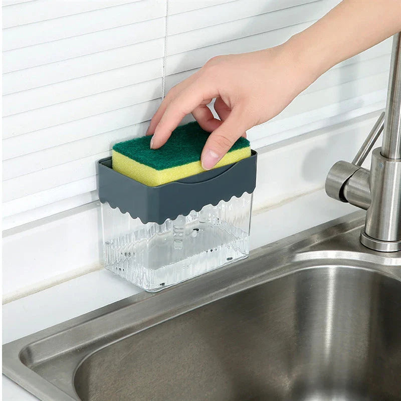 Stylish 2-in-1 sink caddy with liquid soap dispenser for streamlined kitchen organisation