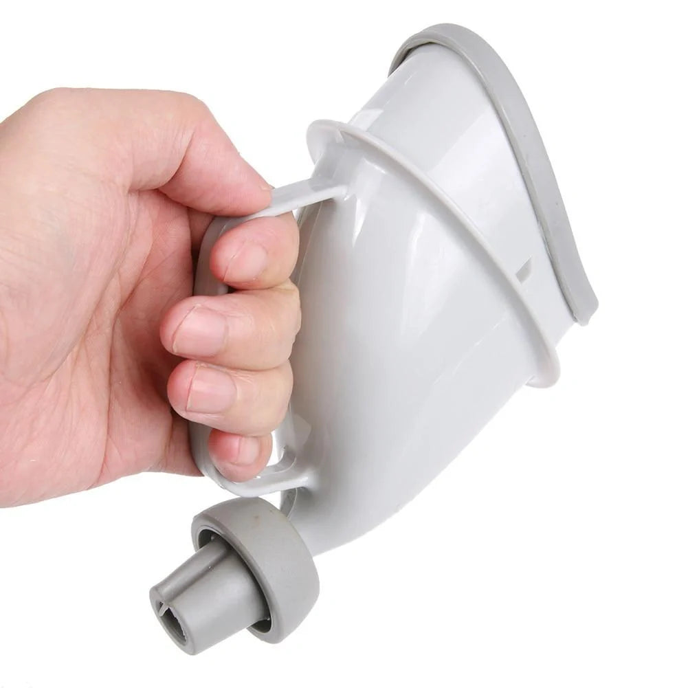 Compact portable urinal for travel, made from lightweight PP material