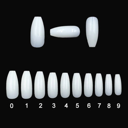 500 transparent natural ABS false nails in 10 sizes for professional and home nail applications