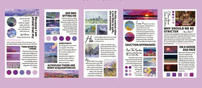 Pack of 20 rectangular paper stickers featuring famous landscape painting artworks.