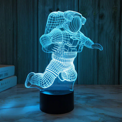 3D astronaut LED night light with USB plug showing dimensional design and compact bedside placement