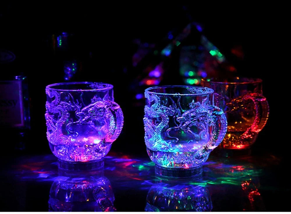 Enchanting color-changing illuminated wine glass with built-in LED module for mesmerizing glow