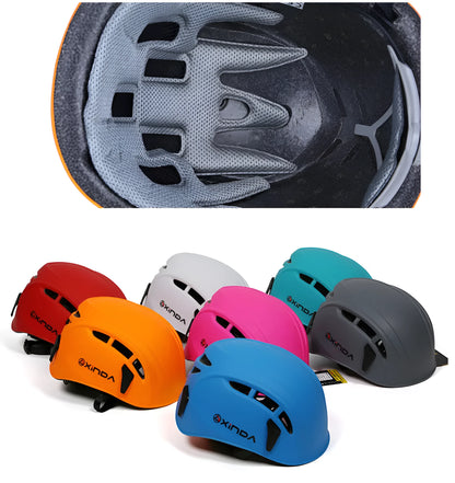 Outdoor safety helmet with ABS PC shell and EPS inner shell, 52-62cm adjustable, in blue grey orange pink or red