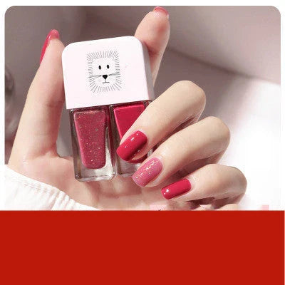 Dual-Tone Nail Polish Set with 10 vibrant shades, featuring long-lasting, quick-drying, and fade-resistant formula infused with nourishing calcium-based oil