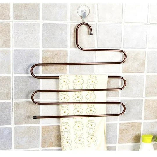 Adjustable 5-Tier Pants Rack in stainless steel with non-slip coating for space-saving closet organization