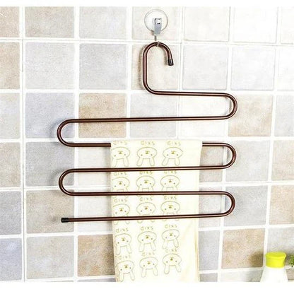 Adjustable 5-Tier Pants Rack in stainless steel with non-slip coating for space-saving closet organization