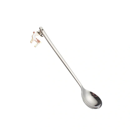 Christmas spoon set with silver and gold finishes, 135mm long stainless steel dessert utensils