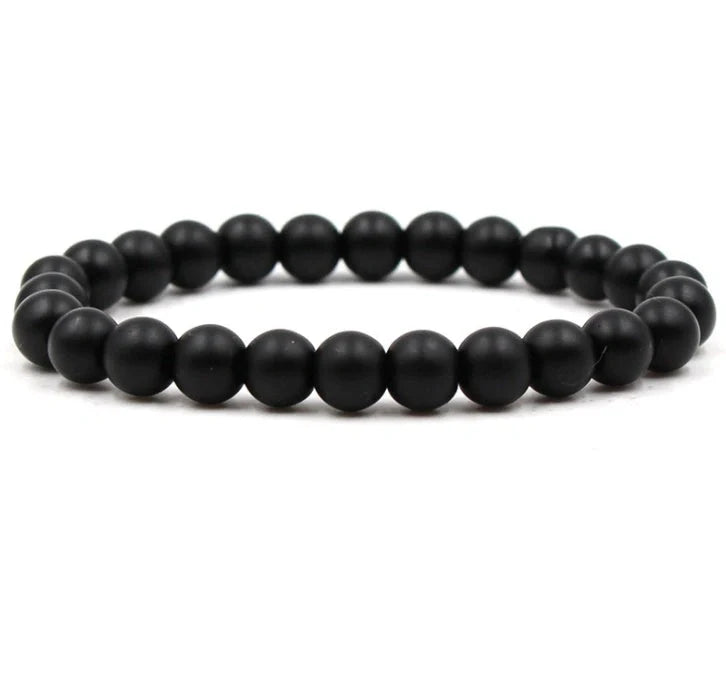 Stylish black matte green malachite elastic bracelets for women and men