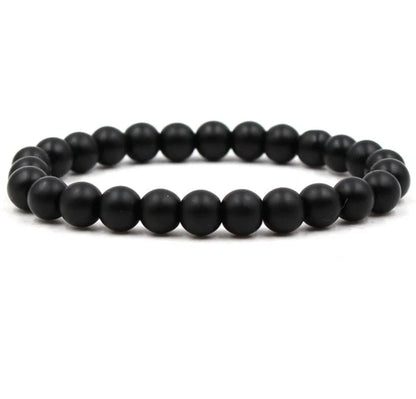 Stylish black matte green malachite elastic bracelets for women and men