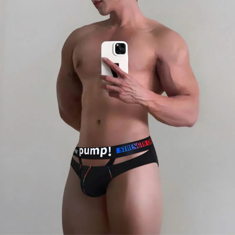 Men's solid colour low waist briefs in black and white modal fabric
