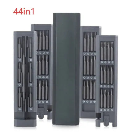 49-in-one magnetic precision screwdriver set with nickel aluminium bronze handle for phone repair.