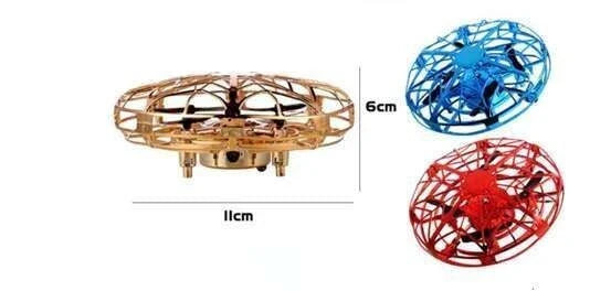 Futuristic mini drone helicopter with UFO-inspired design, automatic obstacle detection, and intuitive controls
