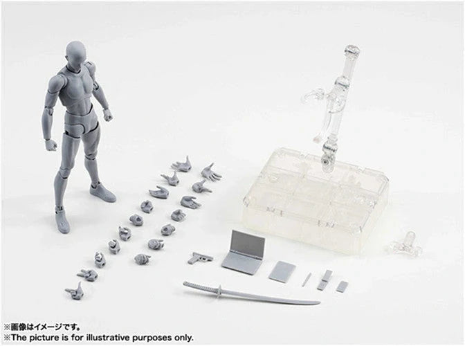 Articulated artist mannequin kit with interchangeable hands and accessories