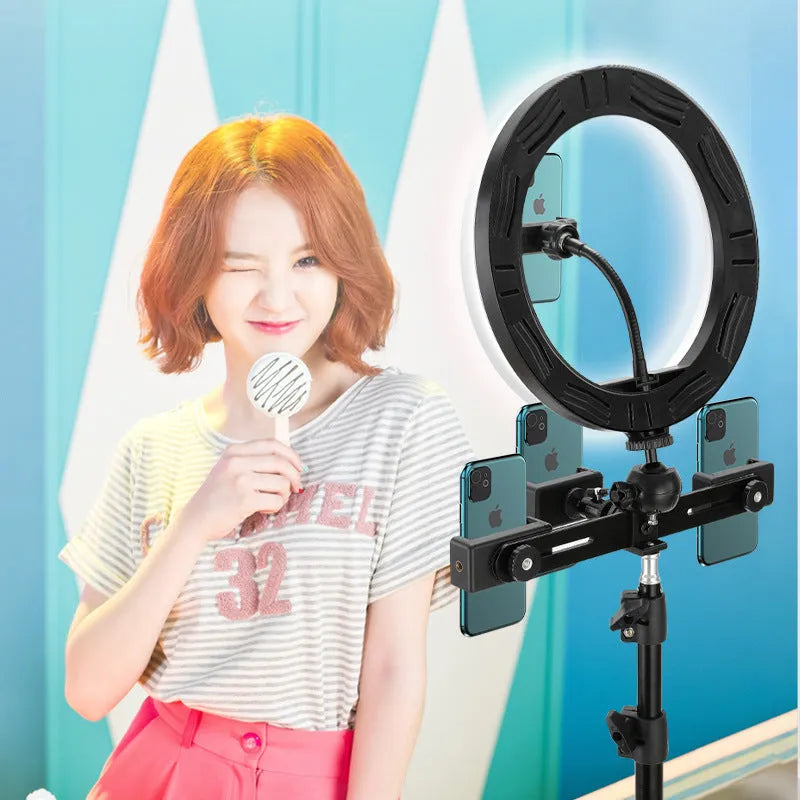 10-inch ring selfie light with metal bracket for smartphone photography and video