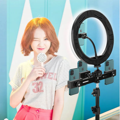 10-inch ring selfie light with metal bracket for smartphone photography and video