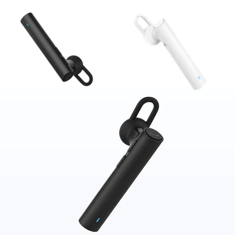 Black wireless Bluetooth headset showing compact 5.6cm design with charging cable