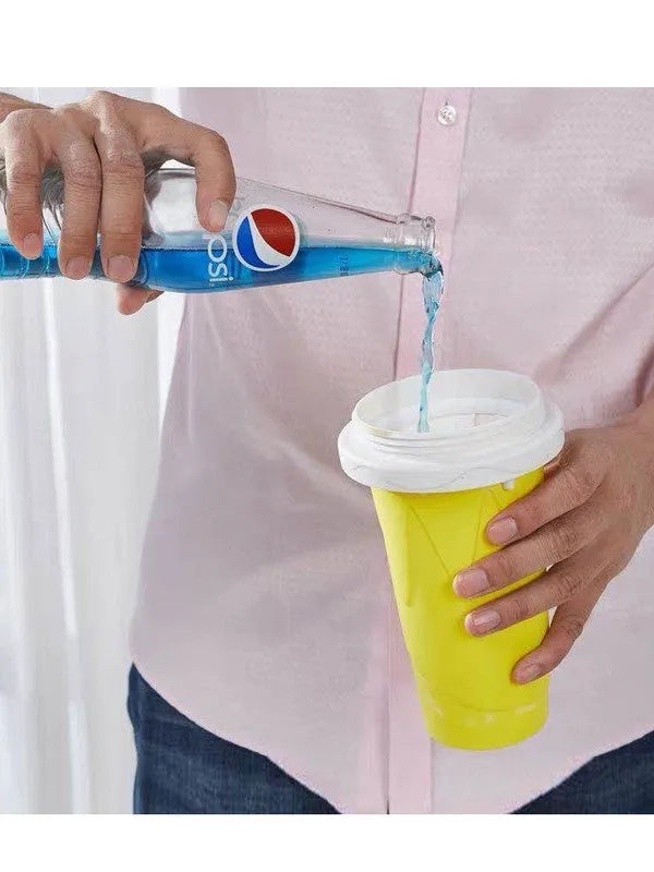 Blue green quick refrigeration pinch cup showing 10.6cm height and 20.6cm diameter with double-layer construction
