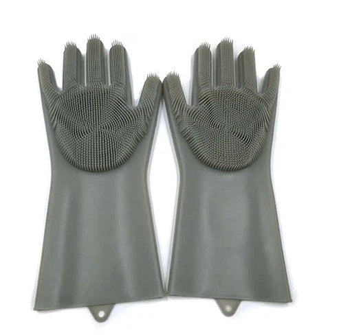 Silicone gloves with heat-resistant and non-slip design for versatile cleaning and cooking tasks