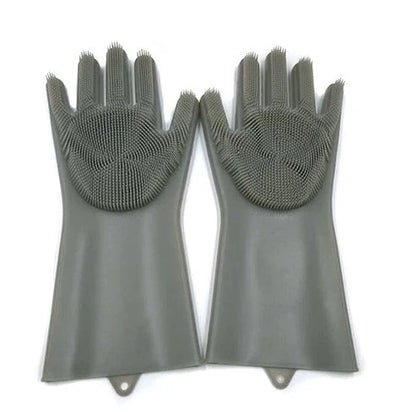 Silicone gloves with heat-resistant and non-slip design for versatile cleaning and cooking tasks
