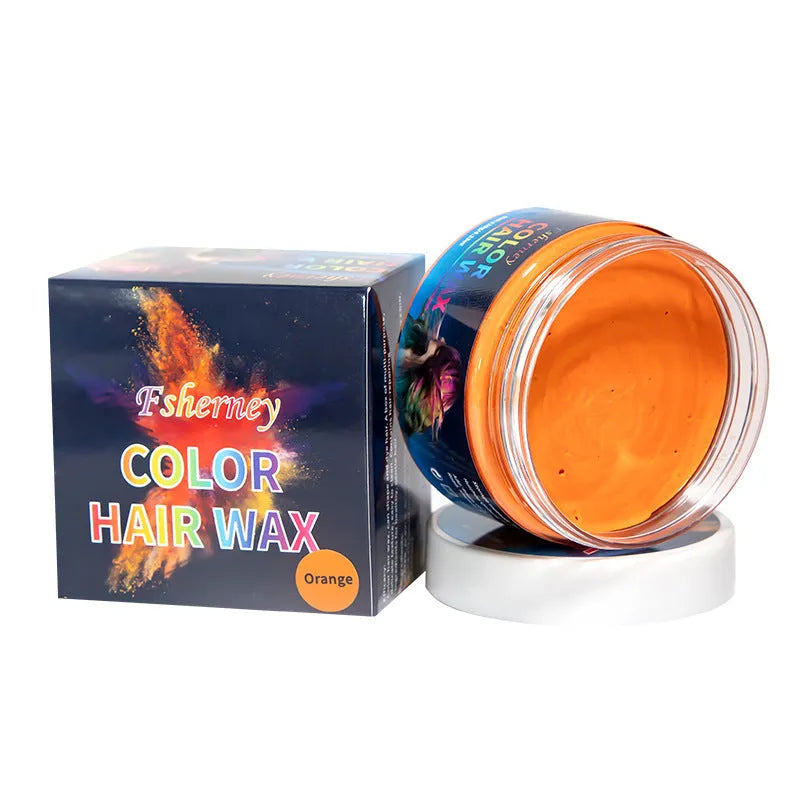 120g hair styling clay container showing colour options including blue, green, purple and other shades