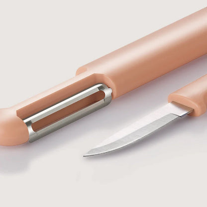 Portable stainless steel peeler and fruit knife with ergonomic ABS handle