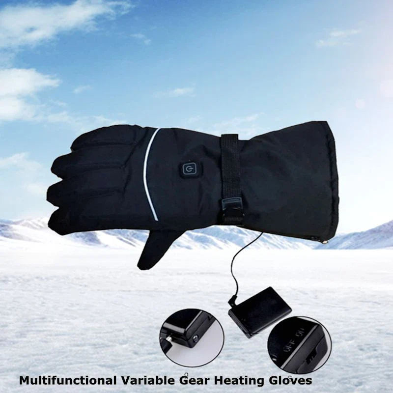 Three-Stage Temperature Regulating Electric Heating Gloves with PU leather palm, velvet lining, and discreet battery compartment