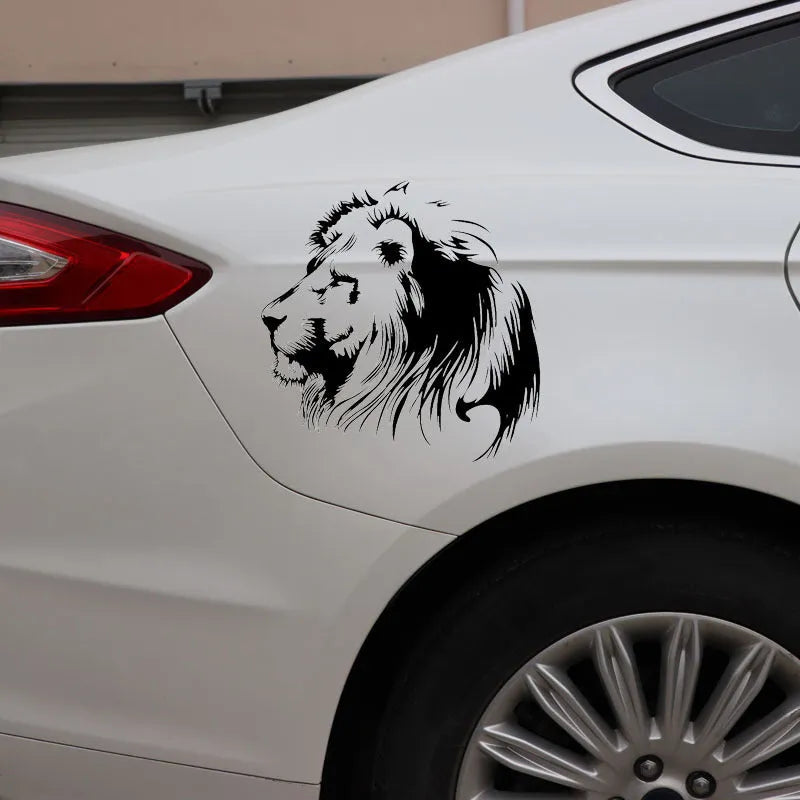 Personalized meditation lion car sticker in black or white, reflective material, 20 x 19.5 cm