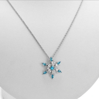 Elegant crystal snowflake pendant necklace with shimmering zircon stones for stylish Christmas celebrations