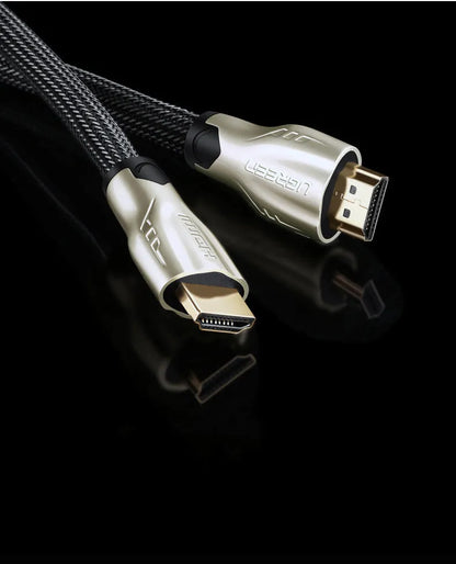 Version 2.0 4K HDMI cable with gold-plated connectors and black PVC outer cover showing length options