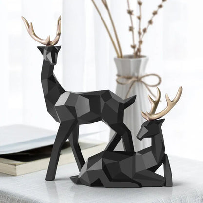 Resin deer statue in simple modern style for home decor table ornament