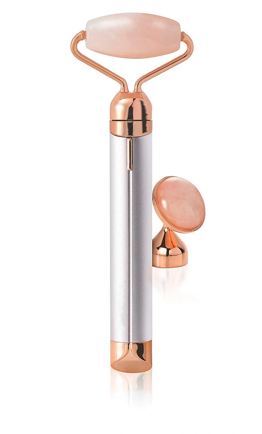 Electric Vibrating Natural Rose Quartz Jade Facial Roller with pink and green options