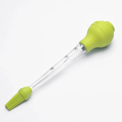 Drip oil seasoning tube with cleaning brush, 6.4X31.5cm, in blue, green, and red