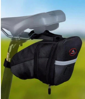 Durable mountain bike tail bag with cushion for comfortable and secure cycling adventures