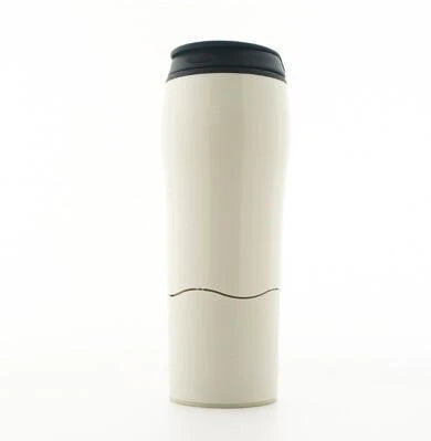 Spill-proof suction cup travel mug with sleek design and carrying strap for convenient on-the-go use