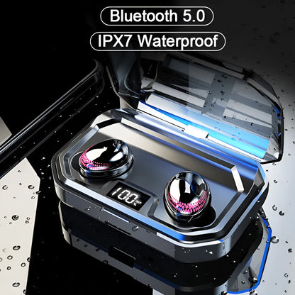X10 Bluetooth Headset in black with charging bin, showing lightweight design and extended battery features