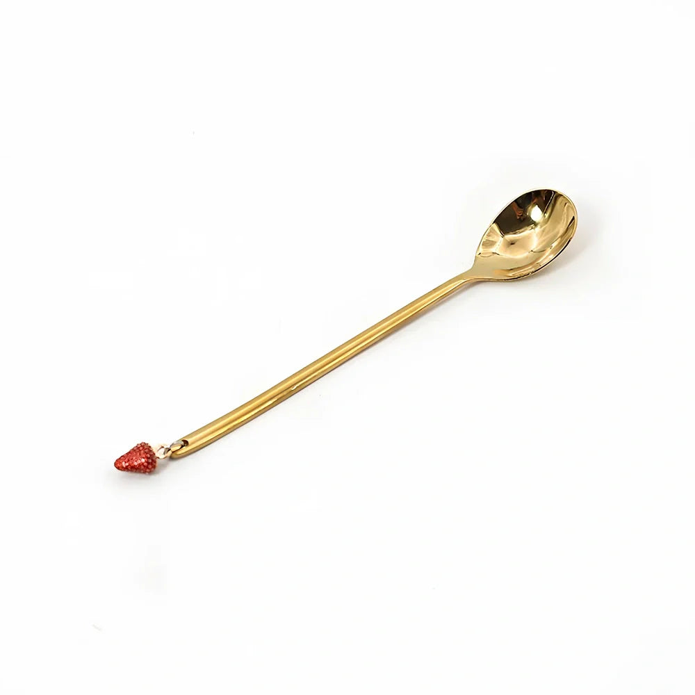 Christmas spoon set with silver and gold finishes, 135mm long stainless steel dessert utensils