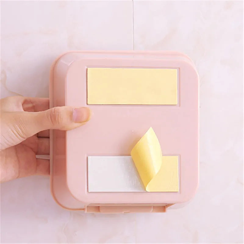 Wall-mounted PP storage box with non-marking stickers in Nordic blue, green, or pink.